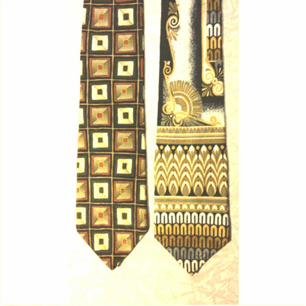 *2 J Riggings Ties: Greek Look 100% Silk Dark